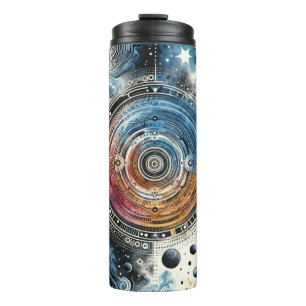 Termo Arte cósmico estilo Batik futurista - Diseño espac