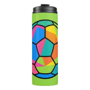 Termo Arte de Balón de Fútbol Geométrico Pop Art