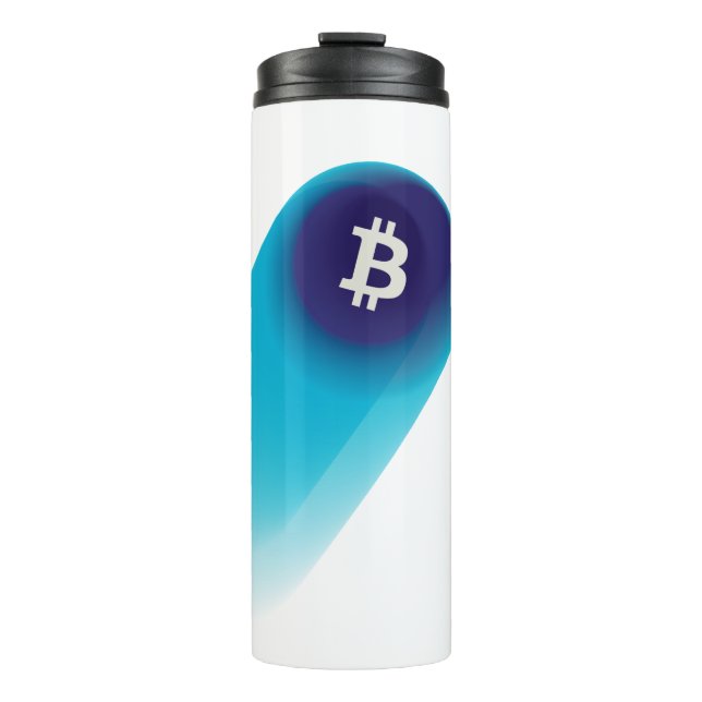 Termo Arte de Bitcoin (Cometa - Estilo 1, Blanco) (Anverso)