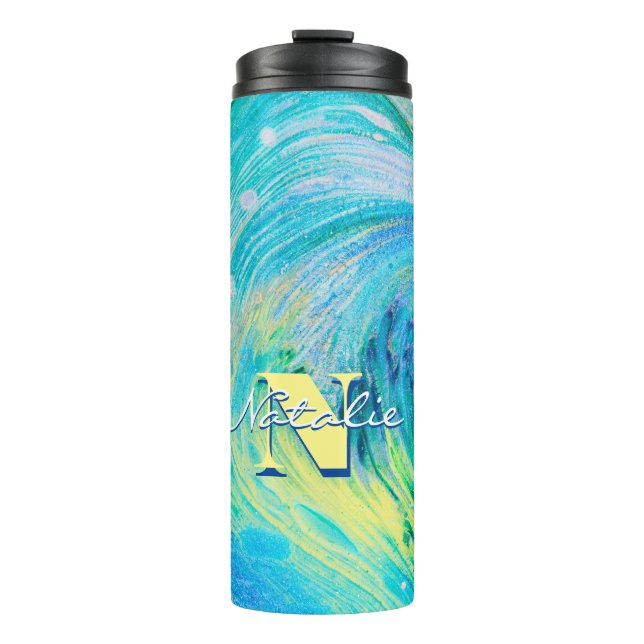 Termo Arte de flujo acrílico azul Aqua (Anverso)