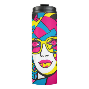 Termo Arte de graffiti de mujer hermosa en la pared