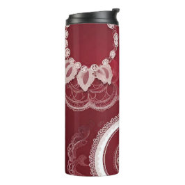 Termo Arte de IA floral rojo oscuro