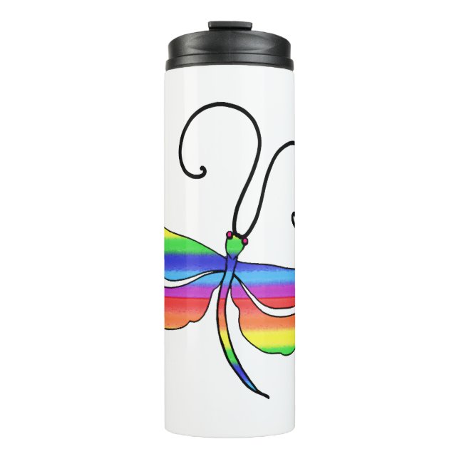 Termo Arte de insectos de la libélula arcoiris (Anverso)