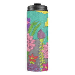 Termo Arte de jardín floral de primavera 