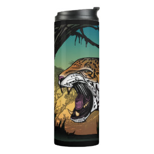 Termo Arte de la jungla del jaguar gruñón feroz – Azul t