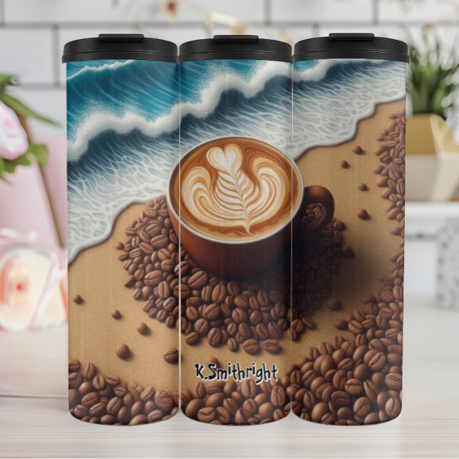 Termo Arte de latte en una playa (Subido por el creador)