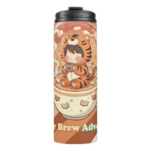 Termo Arte de libro de café de tigre lindo