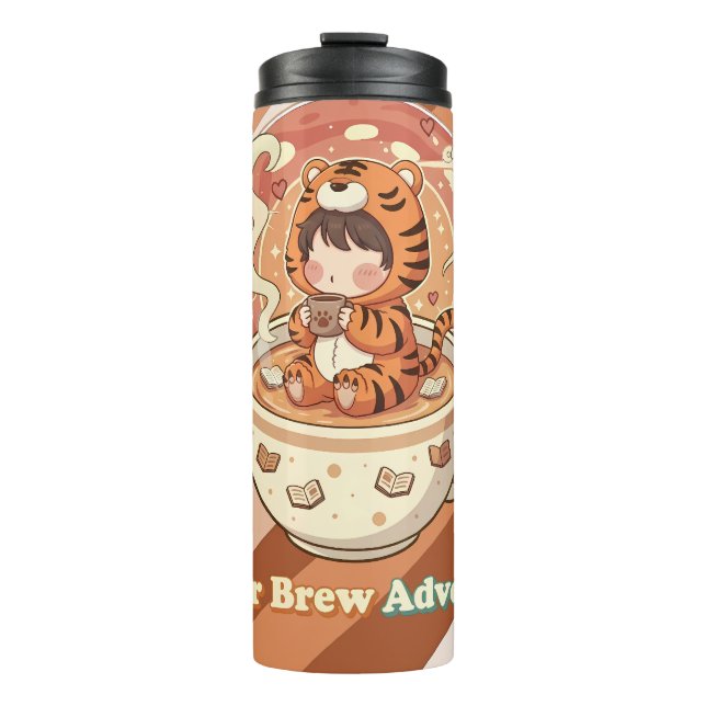 Termo Arte de libro de café de tigre lindo (Anverso)