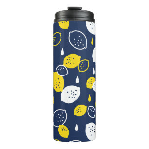 Termo Arte de limón azul de la marina - Diseño de cítric