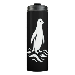 Termo Arte de línea de pingüino minimalista Ola de invie