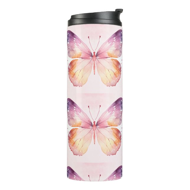 Termo Arte de Mariposa en Acuarela (Rotado hacia la izquierda)