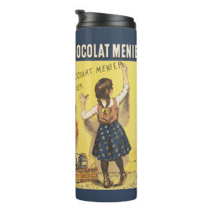 Termo Arte de niña francesa de Chocolat Menier de 1892
