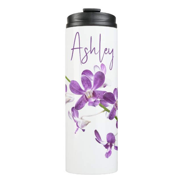 Termo Arte de orquídeas dendrobium púrpura personalizado (Anverso)