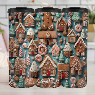 Termo Arte de patrón de pan de jengibre navideño