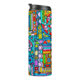 Termo Arte de patrón pintado a mano y digitalmente 53