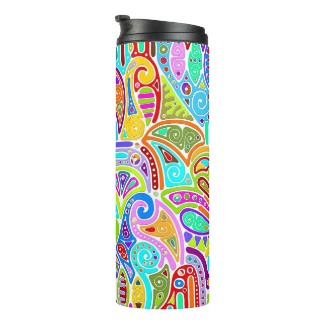 Termo Arte de patrones pintados a mano y digitalmente 7 (Rotado hacia la derecha)