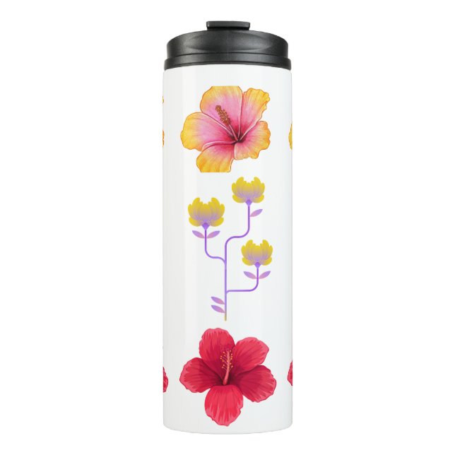 Termo Arte de píxeles vibrantes de flores tropicales (Anverso)