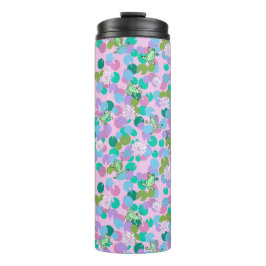 Termo Arte de rana linda en tumbler con fondo rosa