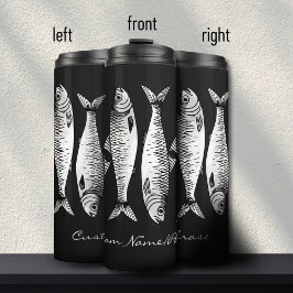 Termo Arte de sardina monocromático blanco y negro con n