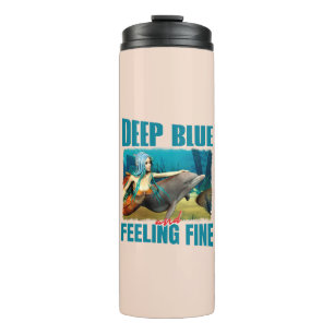 Termo Arte de sirena delfín azul profundo y sintiéndose 