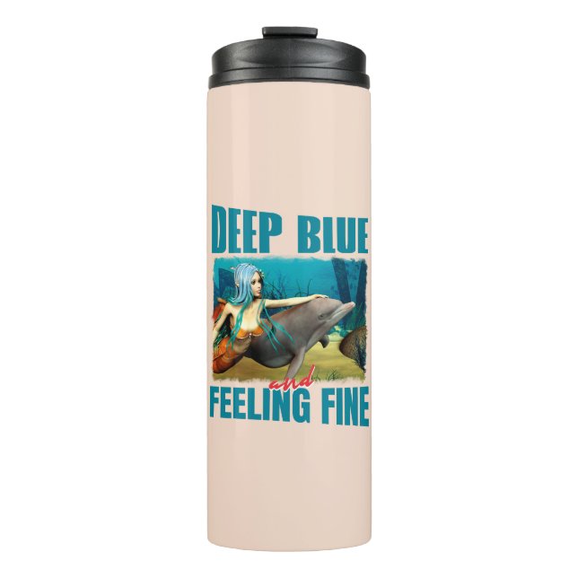 Termo Arte de sirena delfín azul profundo y sintiéndose  (Anverso)