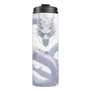 Termo Arte del Dragón Blanco Estética de Fantasía Míti