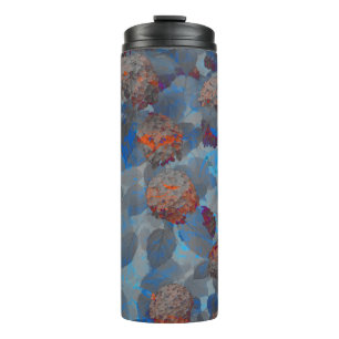 Termo Arte digital con motivos florales de color naranja