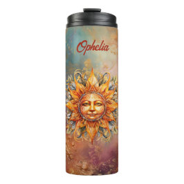 Termo Arte digital de cara de sol cósmico personalizado