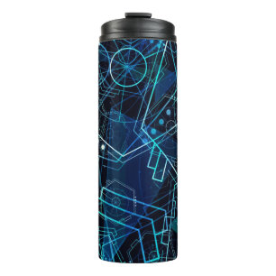 Termo Arte digital geométrico abstracto azul de datos