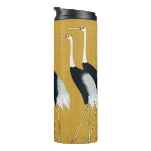 Termo Arte dorado vintage japonés de la grulla coronada 