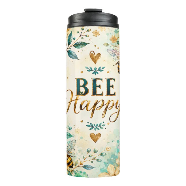 Termo Arte Floral Abeja Feliz (Anverso)