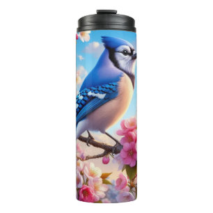 Termo Arte floral/primaveral de Jay azul