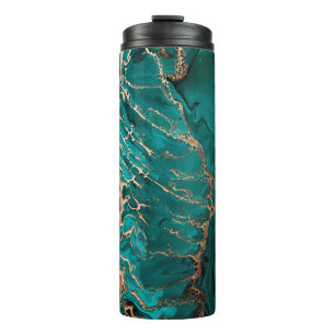 Termo Arte fluido acrílico. Olas verdes oscuras en dióxi