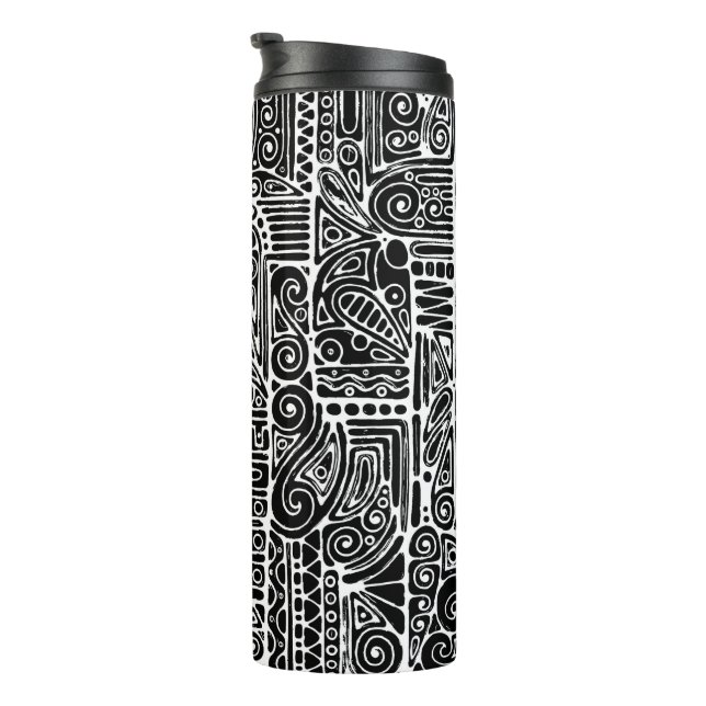 Termo Arte geométrico en blanco y negro 2 (Rotado hacia la derecha)