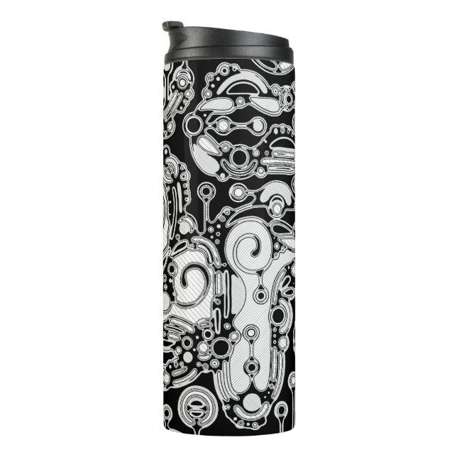 Termo Arte geométrico en blanco y negro 3 (Rotado hacia la derecha)