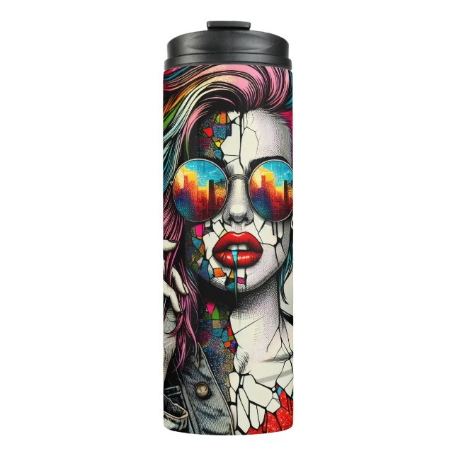Termo Arte Grunge | Mujer Abstracta Fracturada (Anverso)