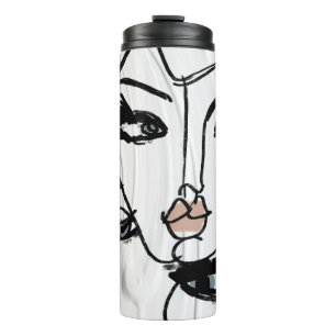 Termo Arte minimalista de línea de mujeres