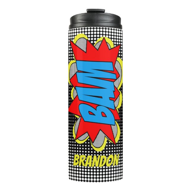 Termo Arte Pop de Cómic Personalizado Divertido Estilo P (Anverso)