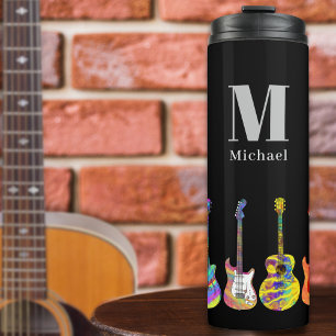 Termo Arte Pop de Guitarra Colorida Personalizada