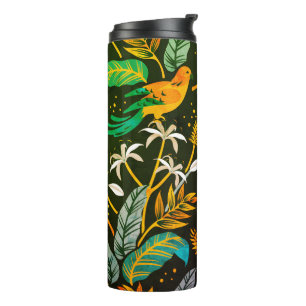 Termo Arte Popular de Pájaro Tropical Paraíso Patrón de