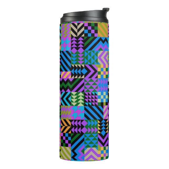 Termo Arte Popular Tribal - Azul (Rotado hacia la izquierda)