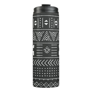 Termo Arte tribal africano: blanco y negro geométrico