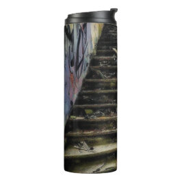 Termo Arte Urbano en Escaleras Edificio Abandonado