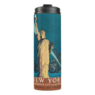 Termo Arte Vintage de la Estatua de la Libertad de Nueva