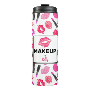 Termo Artista de maquillaje con lápiz labial acuático pe