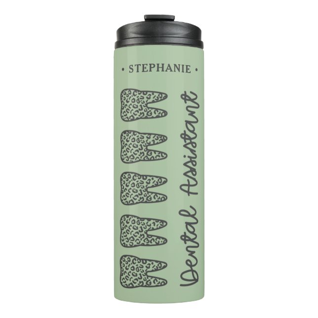 Termo Asistente Dental Personalizada Estampado de Leopar (Anverso)