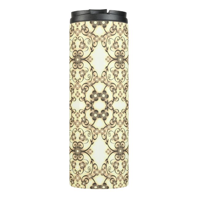 Termo Aspecto de encaje de flores Sepia dorada (Reverso)