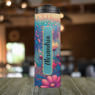 Termo Aster de flor de parto personalizado de septiembre