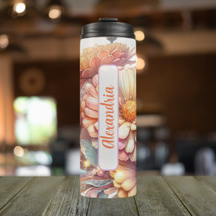 Termo Aster de flores de cumpleaños de 16 oz