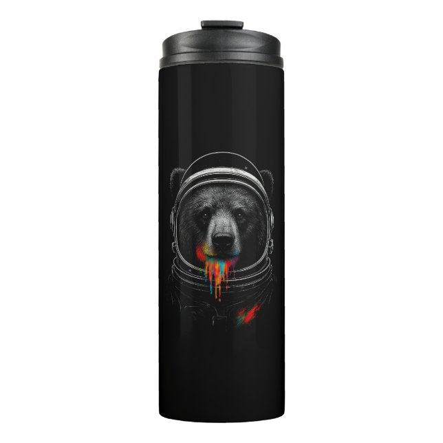 Termo Astronaut Bear with Neon Paint Drips Cosmic Animal (Anverso)